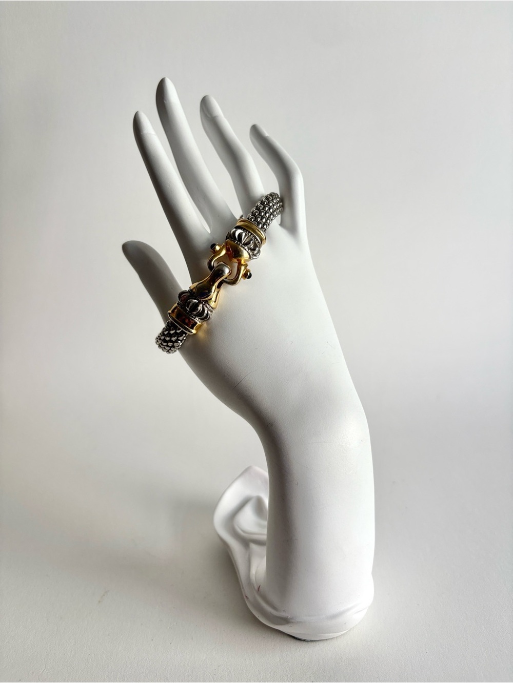 Two Tone Gold Silver Horsebit Bracelet Woven Link Women Jewelry